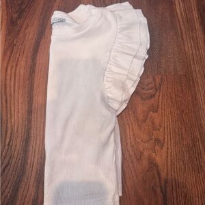 Zara White Ribbed Tank Top with Ruffle Detail